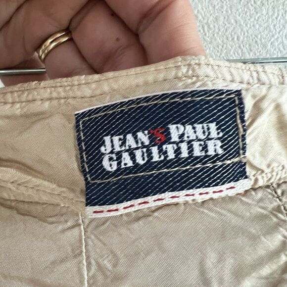 Vintage Jean Paul Gaultier Skirt Womens Large Y2K Pleated Satin Beige A Line 42 - Picture 3 of 6